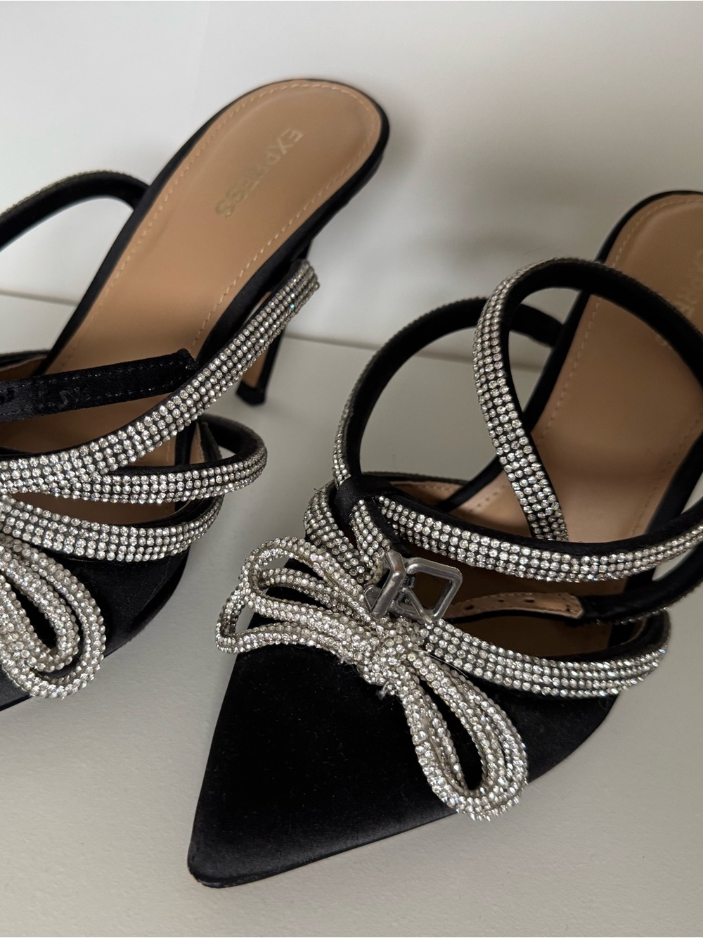 Express black & silver sparkle heels